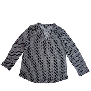 Chances R Blouse Womens Medium Dotted Henley Dressy Casual Work Shirt Preppy Top